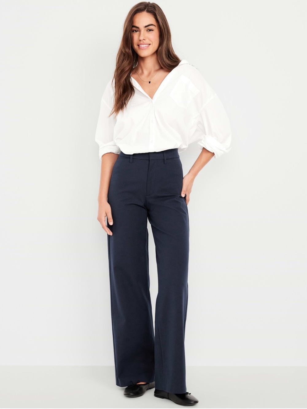 Old Navy Navy Wide-Leg High-Rise Pants